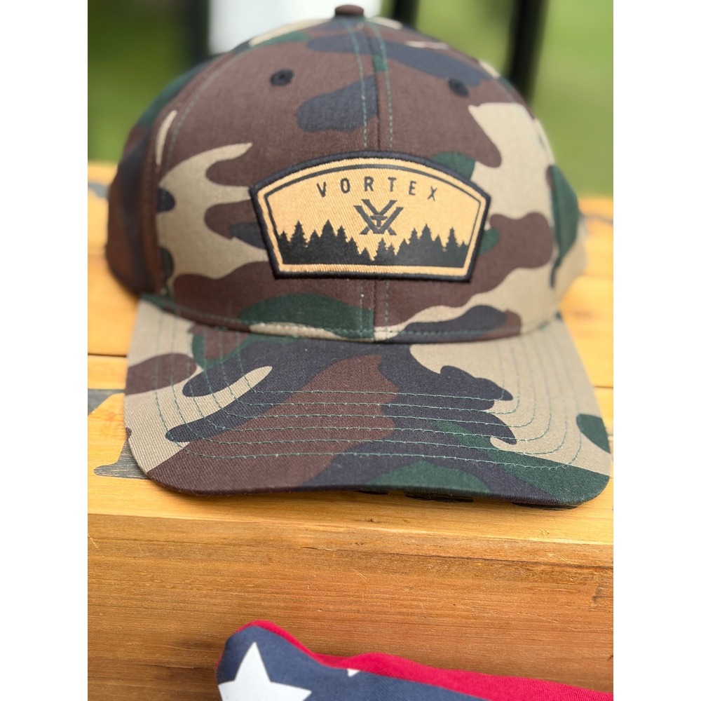 Vortex Optics Mens Camo Snapback Hat Woodland Camouflage Forest Patch Cap OSFM